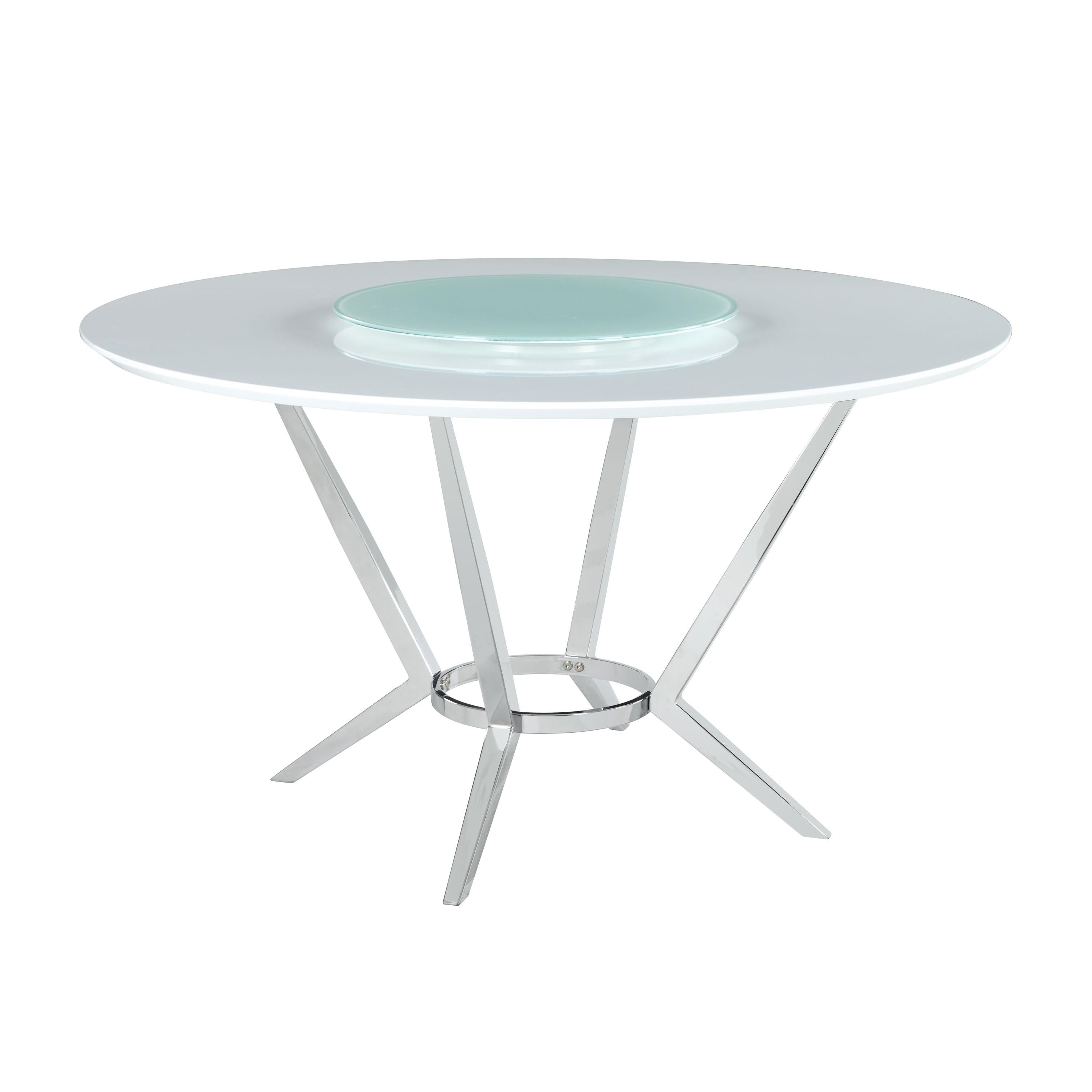 Coaster Furniture Abby 110321 Round 54-inch Lazy Susan Dining Table - White High Gloss IMAGE 1